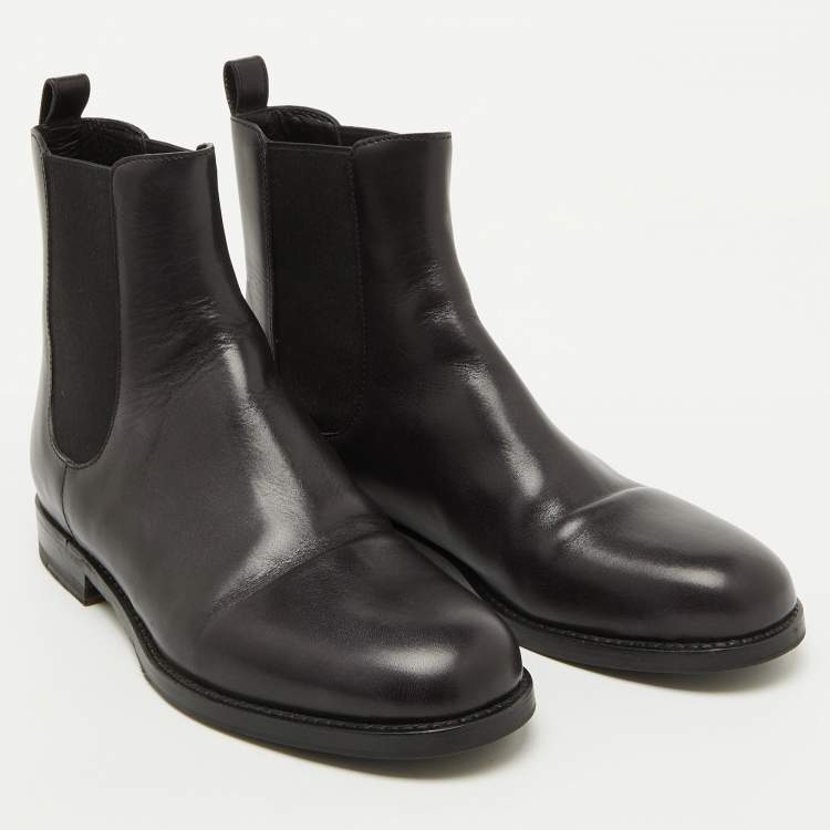 Pre Owned Manolo Blahnik Black Leather Chelsea Ankle Boots Size 37