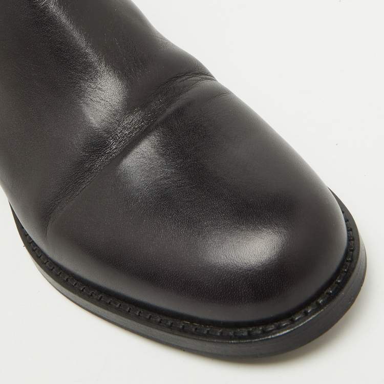 Pre Owned Manolo Blahnik Black Leather Chelsea Ankle Boots Size 37
