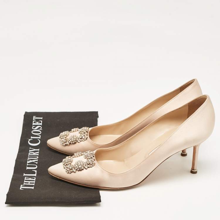 Pre Owned Manolo Blahnik Light Pink Satin Hangisi Pumps Size 42