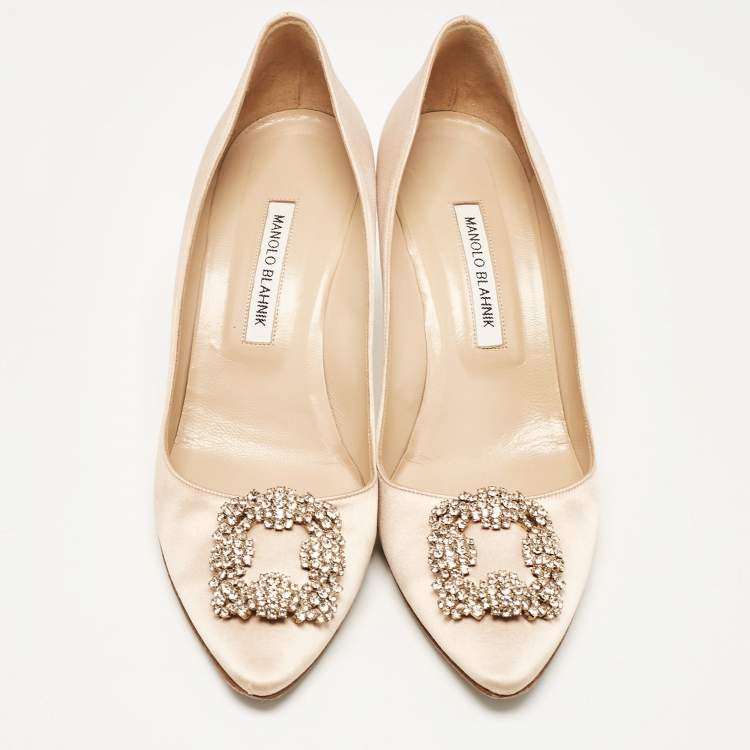 Pre Owned Manolo Blahnik Light Pink Satin Hangisi Pumps Size 42