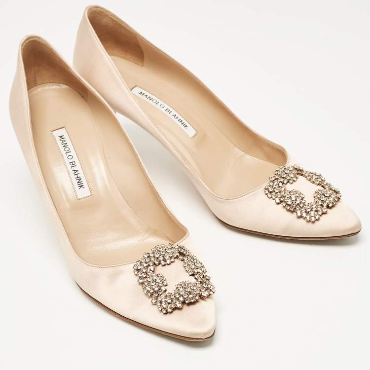 Pre Owned Manolo Blahnik Light Pink Satin Hangisi Pumps Size 42