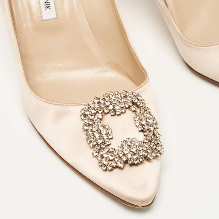 Pre Owned Manolo Blahnik Light Pink Satin Hangisi Pumps Size 42