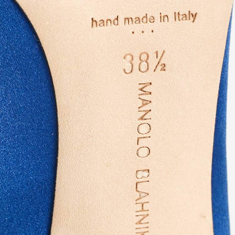 Pre Owned Manolo Blahnik Blue Satin Hangisi Pumps Size 38.5