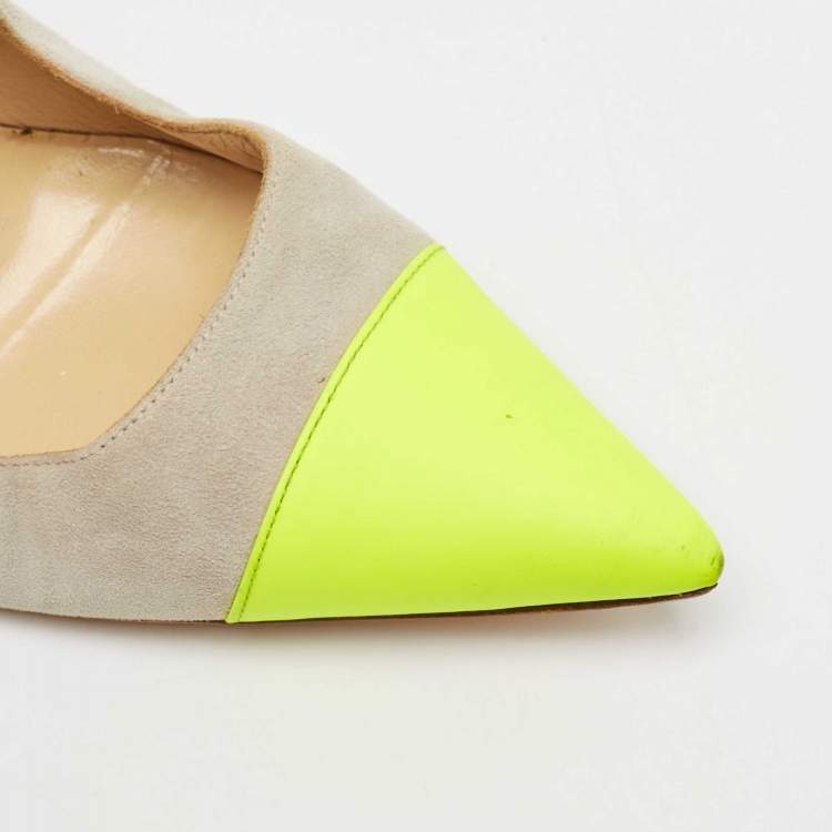 Pre Owned Manolo Blahnik Grey/Green  Suede BB Pointed Toe Pumps Size 38