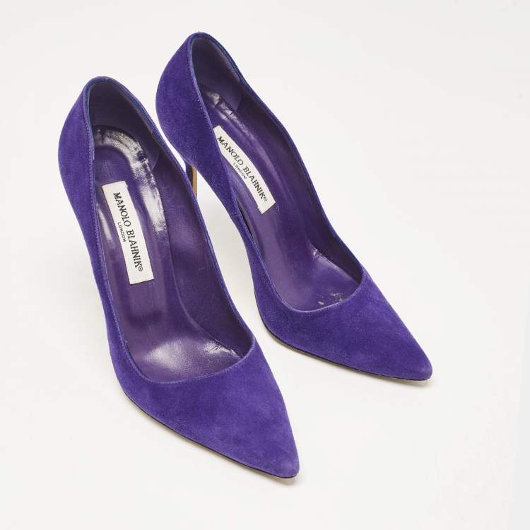 مملوكة مسبقًا Manolo Blahnik Purple Suede BB Pointed Toe Pumps Size 38.5