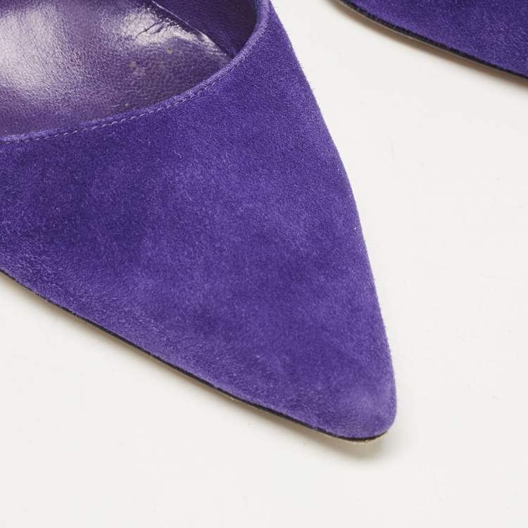 مملوكة مسبقًا Manolo Blahnik Purple Suede BB Pointed Toe Pumps Size 38.5