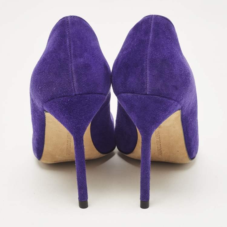 مملوكة مسبقًا Manolo Blahnik Purple Suede BB Pointed Toe Pumps Size 38.5