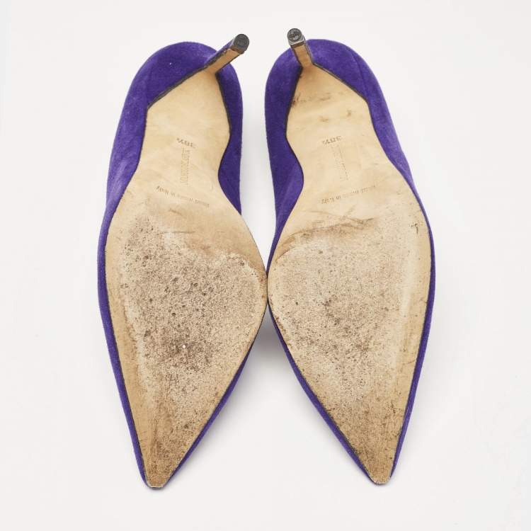 مملوكة مسبقًا Manolo Blahnik Purple Suede BB Pointed Toe Pumps Size 38.5