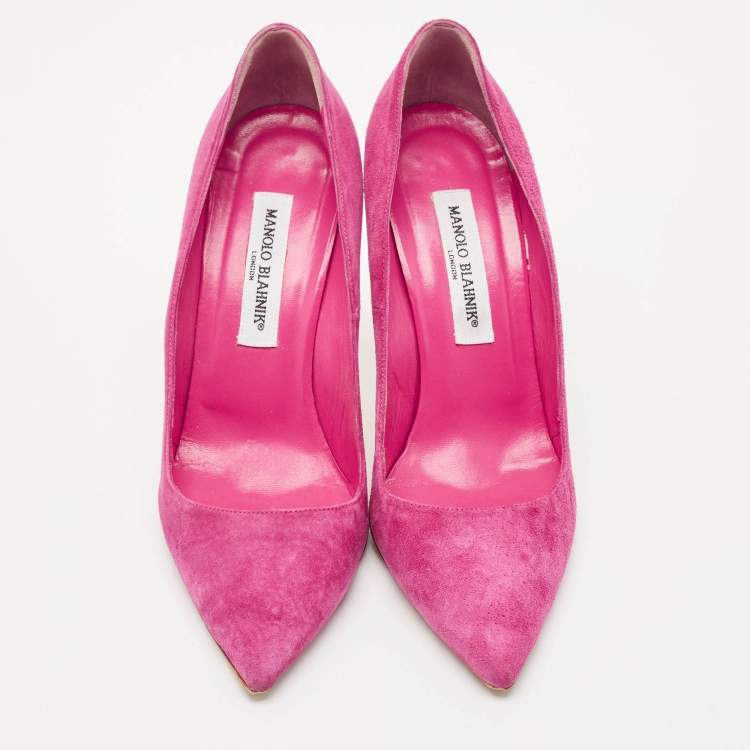 Pre Owned Manolo Blahnik Pink Suede BB Pointed Toe Pumps Size 39