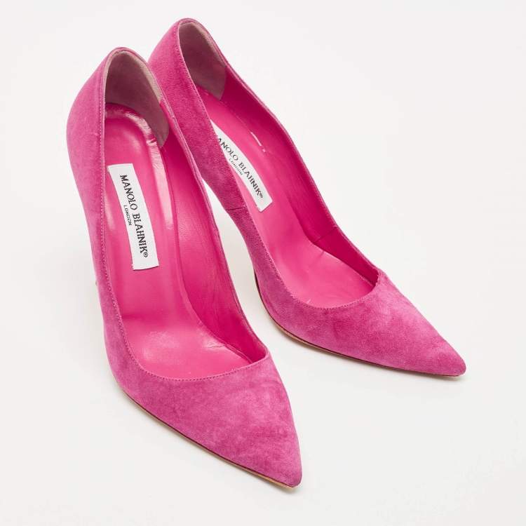 Pre Owned Manolo Blahnik Pink Suede BB Pointed Toe Pumps Size 39
