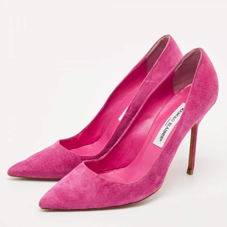 Pre Owned Manolo Blahnik Pink Suede BB Pointed Toe Pumps Size 39