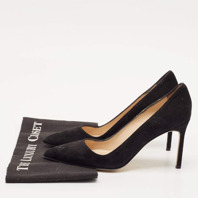 Pre Owned Manolo Blahnik Black Suede Pointed Toe BB Pumps Size 38