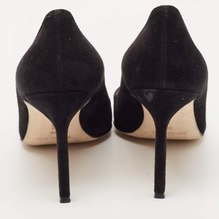Pre Owned Manolo Blahnik Black Suede Pointed Toe BB Pumps Size 38
