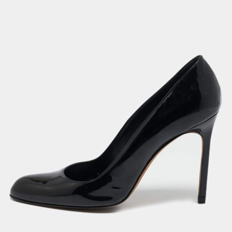 Pre Owned Manolo Blahnik Black Patent Leather Pointed Toe Pumps Size 39