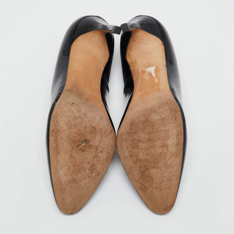 Pre Owned Manolo Blahnik Black Patent Leather Pointed Toe Pumps Size 39