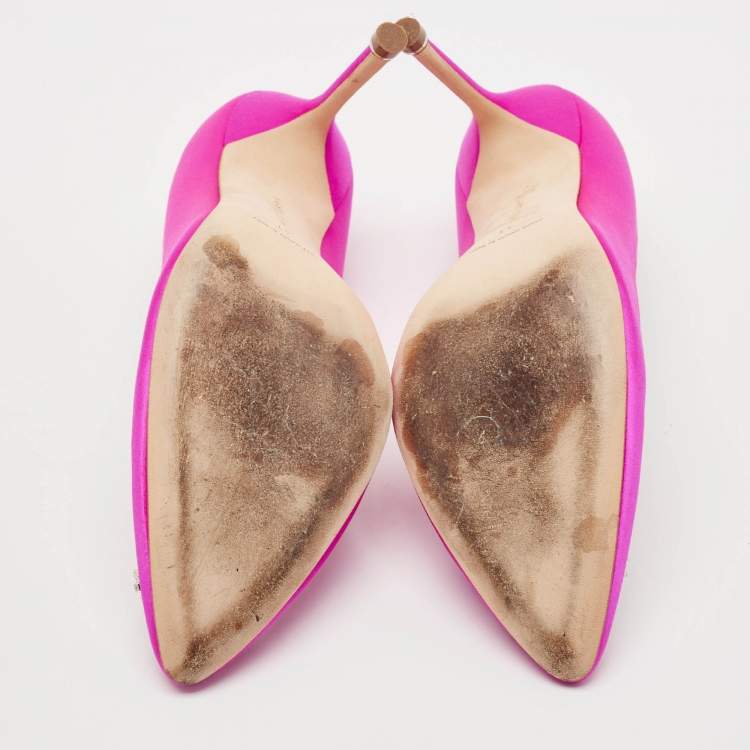 Pre Owned Manolo Blahnik Pink Satin Hangisi Pumps Size 41