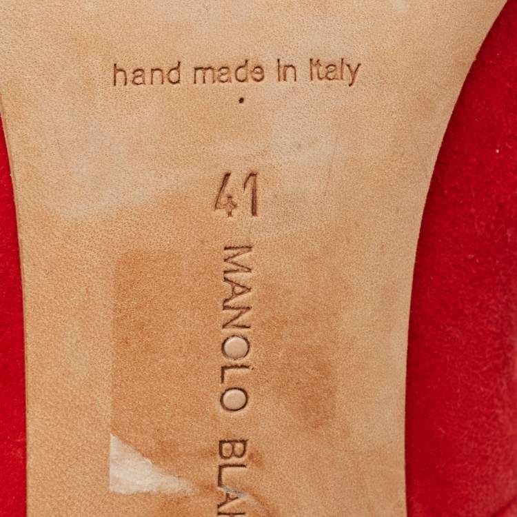 Pre Owned Manolo Blahnik Red Suede BB Pointed Toe Pumps Size 41