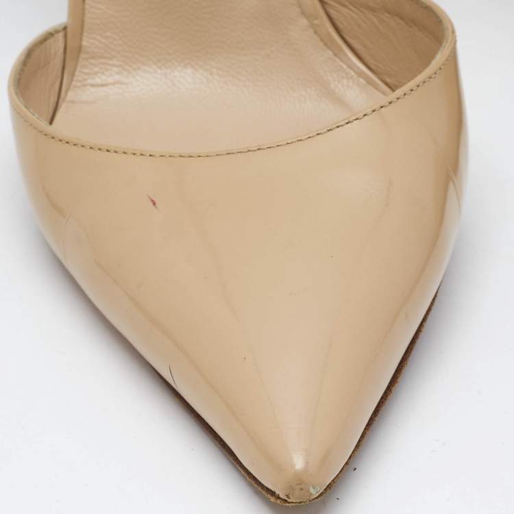 Pre Owned Manolo Blahnik Beige Patent Leather Tayler D'orsay Pumps Size 39