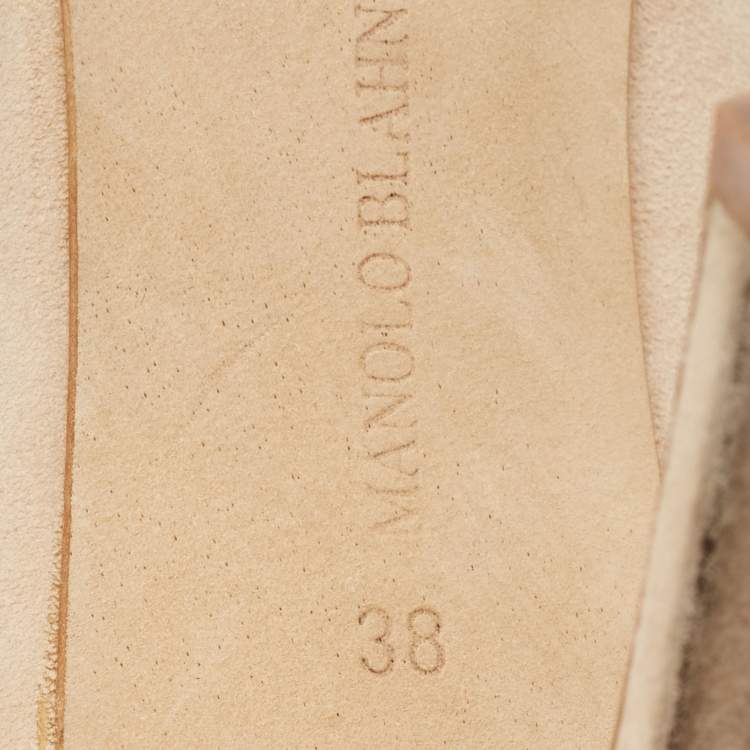Pre Owned Manolo Blahnik Two Tone Suede Leather Bipunta Pointed Toe Pumps Size 38.5