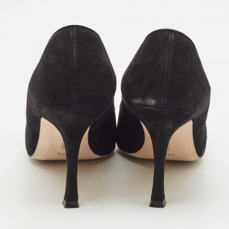 Pre Owned Manolo Blahnik Black Suede Maysale Pumps Size 37.5