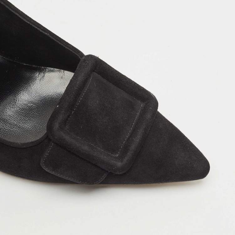 Pre Owned Manolo Blahnik Black Suede Maysale Pumps Size 37.5