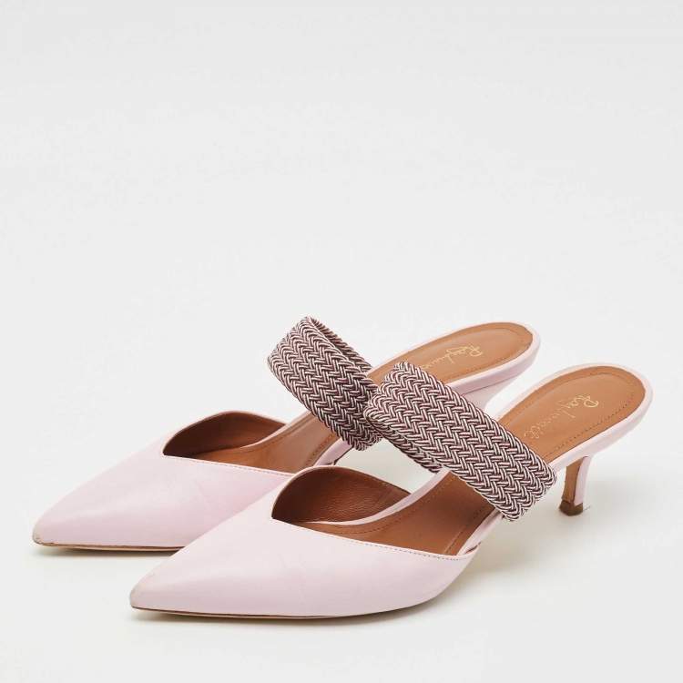 Pre Owned Malone Souliers x Roy Luwolt Pink Leather Slide Sandals Size 40