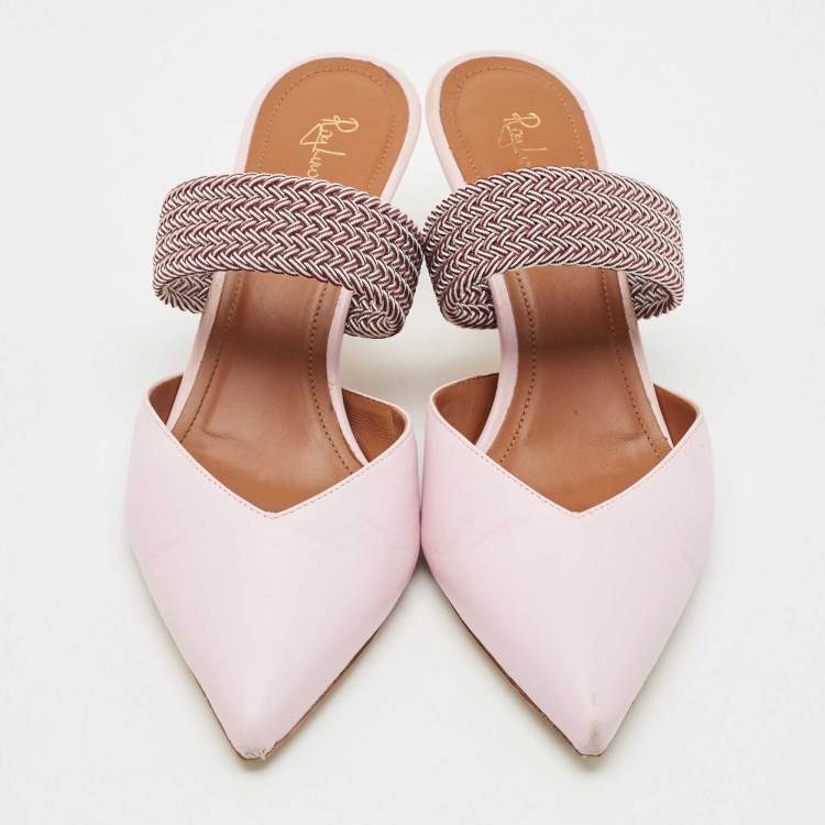 Pre Owned Malone Souliers x Roy Luwolt Pink Leather Slide Sandals Size 40