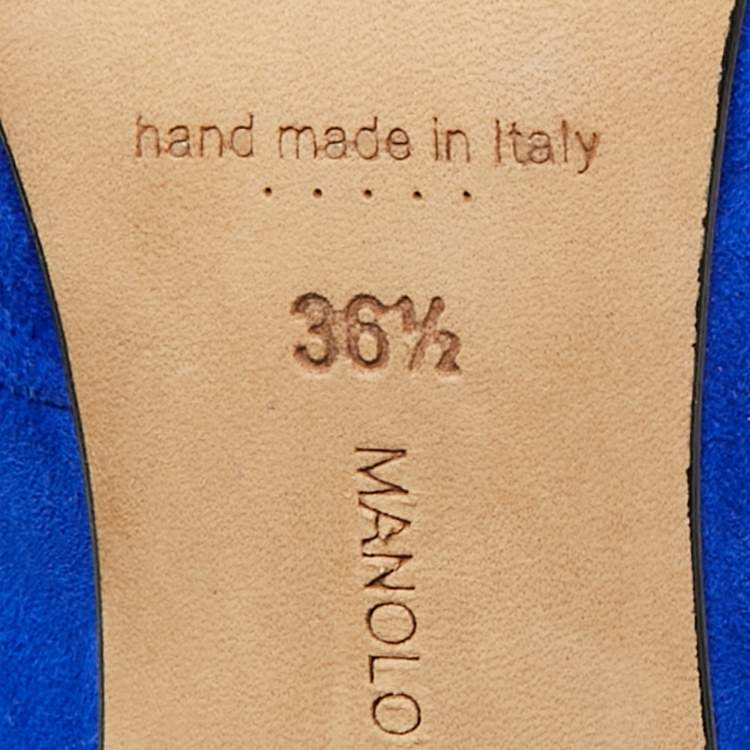 Pre Owned Manolo Blahnik Blue Suede Espedal Pumps Size 36.5