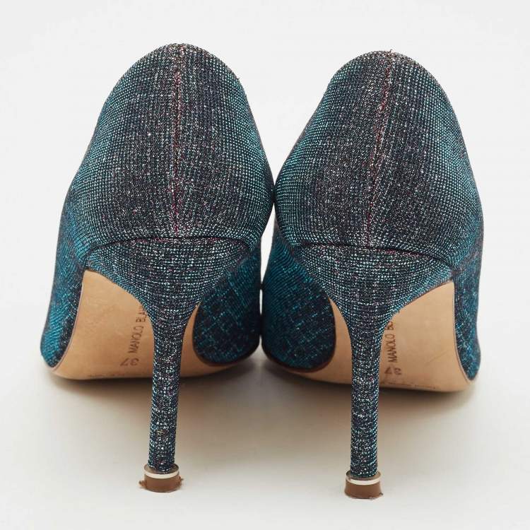 Pre Owned Manolo Blahnik Multicolor Glitter Fabric Hangisi Pumps Size 37