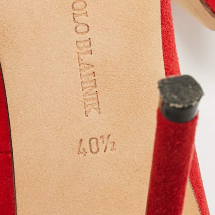 Pre Owned Manolo Blahnik Red Suede BB Pointed Toe Pumps Size 40.5