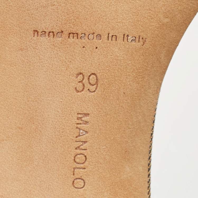 Pre Owned Manolo Blahnik Metallic Glitter Accents Ankle Strap Sandals Size 39