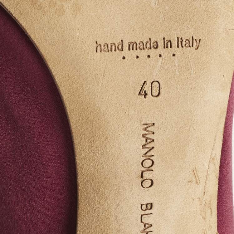 Pre Owned Manolo Blahnik Burgundy Satin Hangisi Pumps Size 40