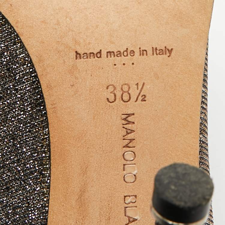 Pre Owned Manolo Blahnik Gold Metallic Lurex Fabric Hangisi Pumps Size 38.5