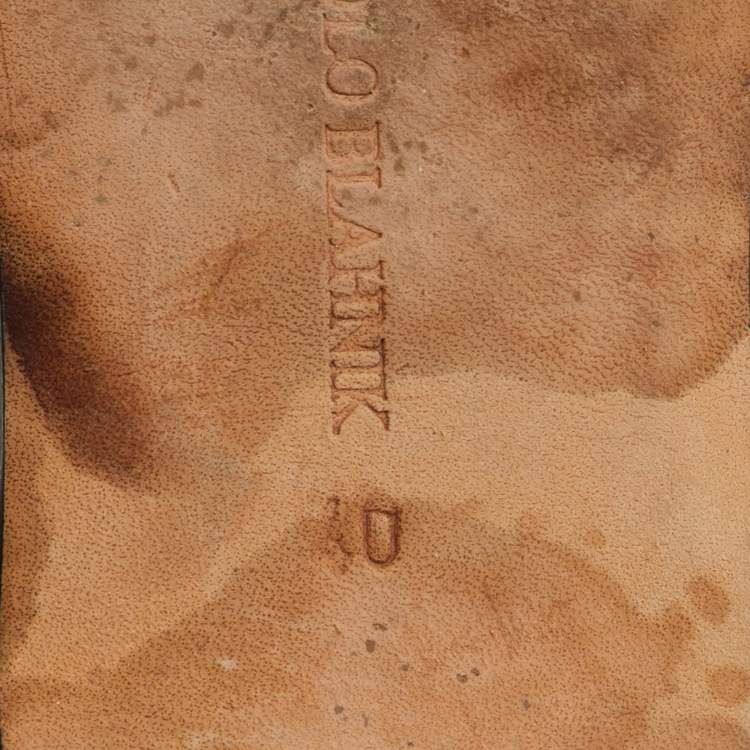 Pre Owned Manolo Blahnik Black Leather Flat Thong Sandals Size 40