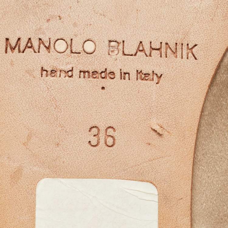 Pre Owned Manolo Blahnik Beige Satin Hangisi Ballet Flats Size 36