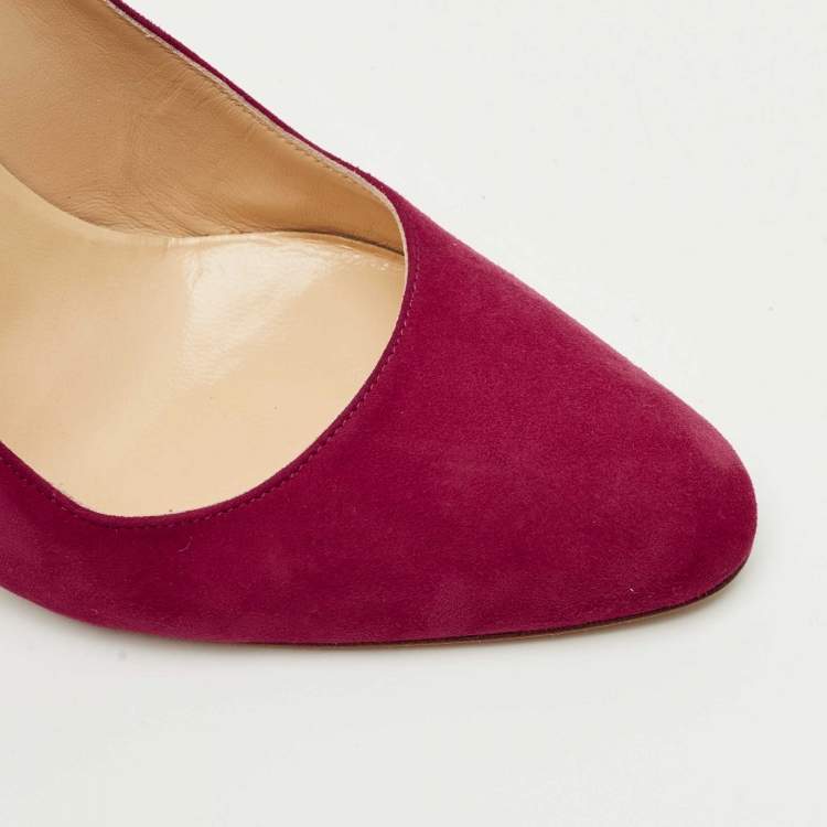 Pre Owned Manolo Blahnik Purple Suede Round Toe Pumps Size 38.5