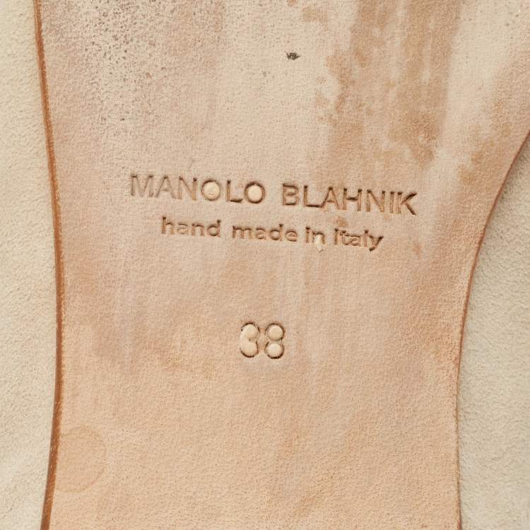 Pre Owned Manolo Blahnik Beige Suede Veralli Bow Detailed Ballet Flats Size 38