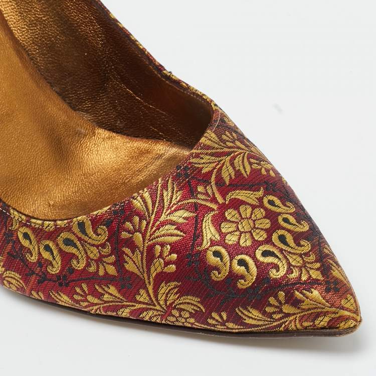 Pre Owned Manolo Blahnik  Multicolor Brocade Fabric BB Pointed Toe Pumps Size 36