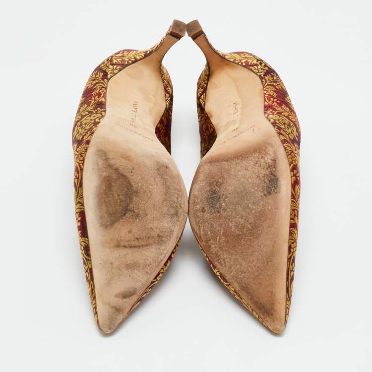 Pre Owned Manolo Blahnik  Multicolor Brocade Fabric BB Pointed Toe Pumps Size 36