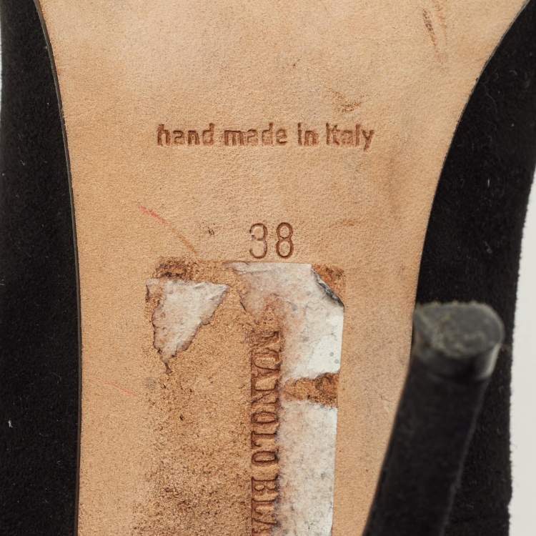 Pre Owned Manolo Blahnik Black Suede BB Pointed Toe Pumps Size 38