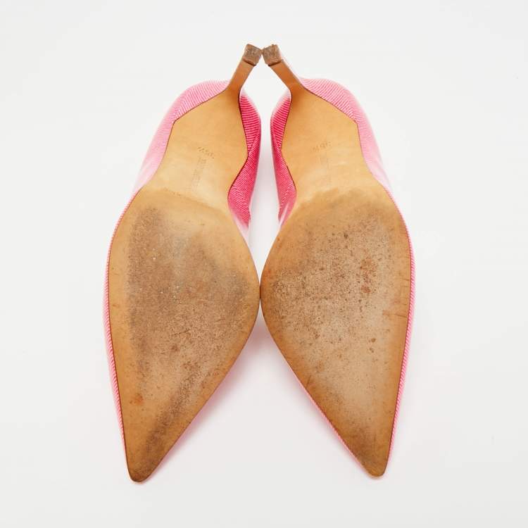 Pre Owned Manolo Blahnik BB Size 35.5 Pink Patent Leather Pumps