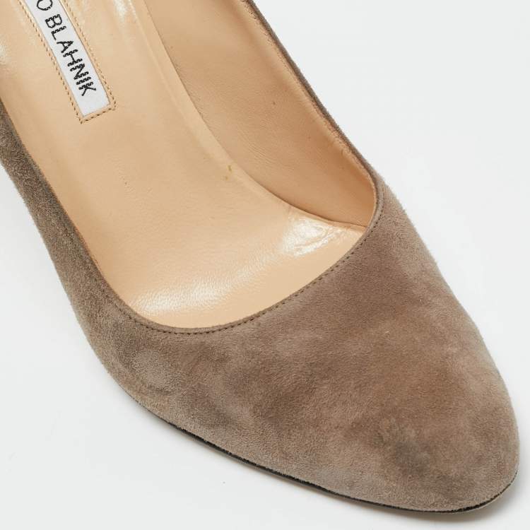 Pre Owned Manolo Blahnik BB Size 40 Grey Suede Pumps