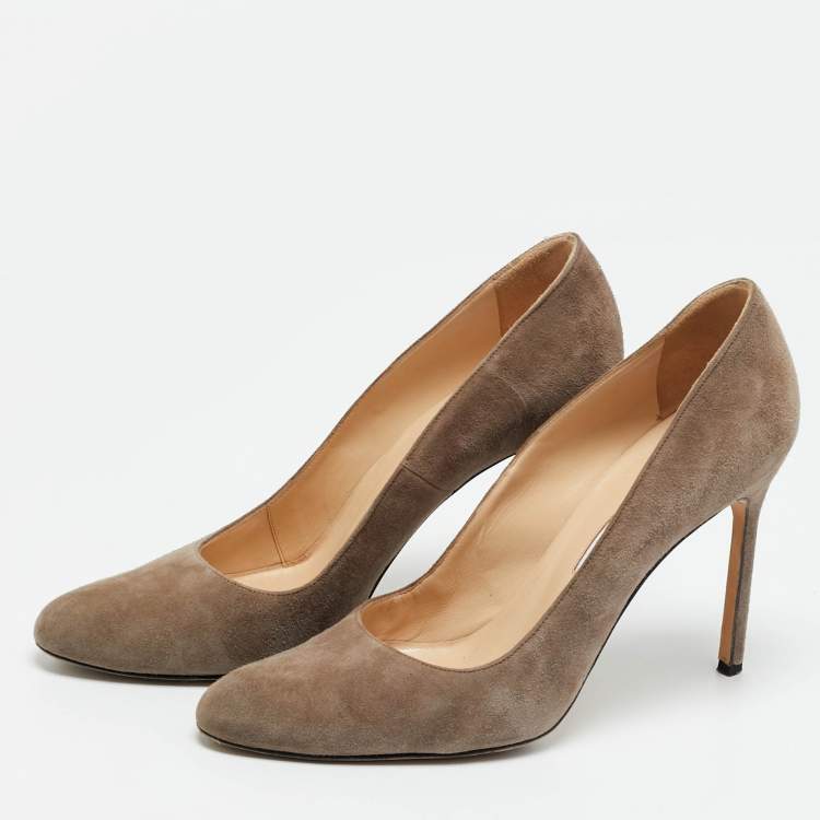 Pre Owned Manolo Blahnik BB Size 40 Grey Suede Pumps