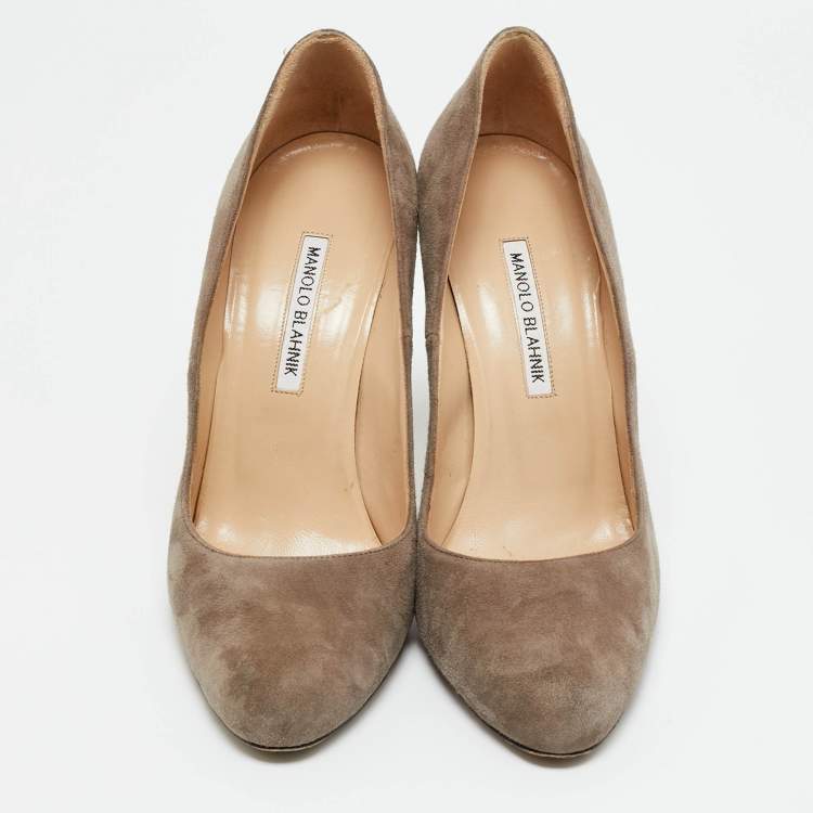 Pre Owned Manolo Blahnik BB Size 40 Grey Suede Pumps