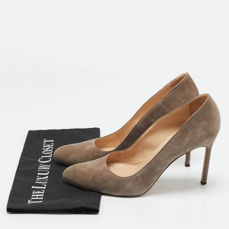 Pre Owned Manolo Blahnik BB Size 40 Grey Suede Pumps