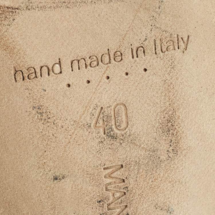 Pre Owned Manolo Blahnik Size 40 Brown/Black Leather Peep Toe Slingback Pumps