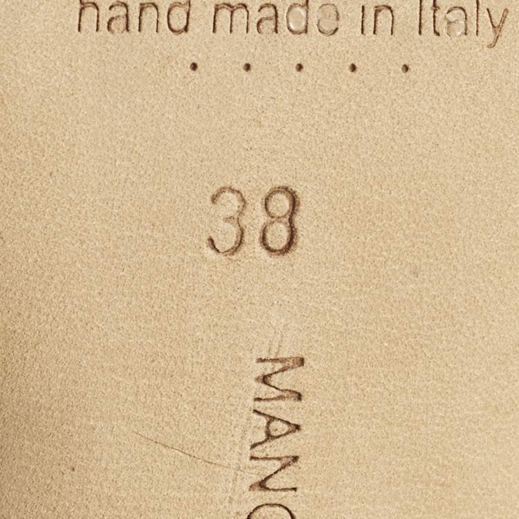 Pre Owned Manolo Blahnik Maysli Size 38 Beige Leather Slingback Pumps