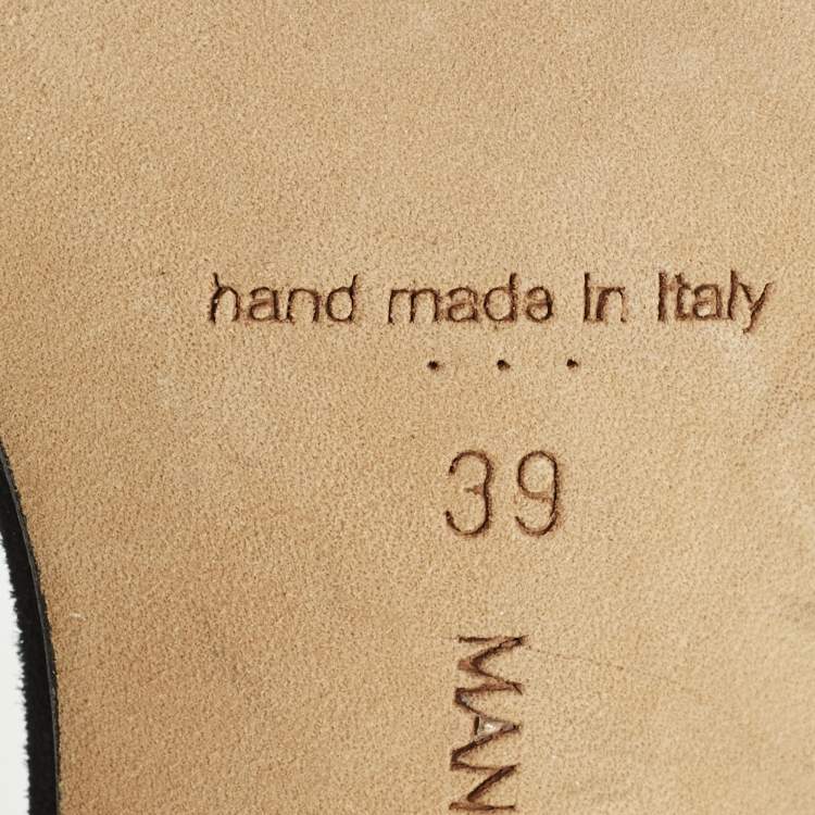 Pre Owned Manolo Blahnik Suspiro 70 Size 39 Blue Suede Slingback Sandals