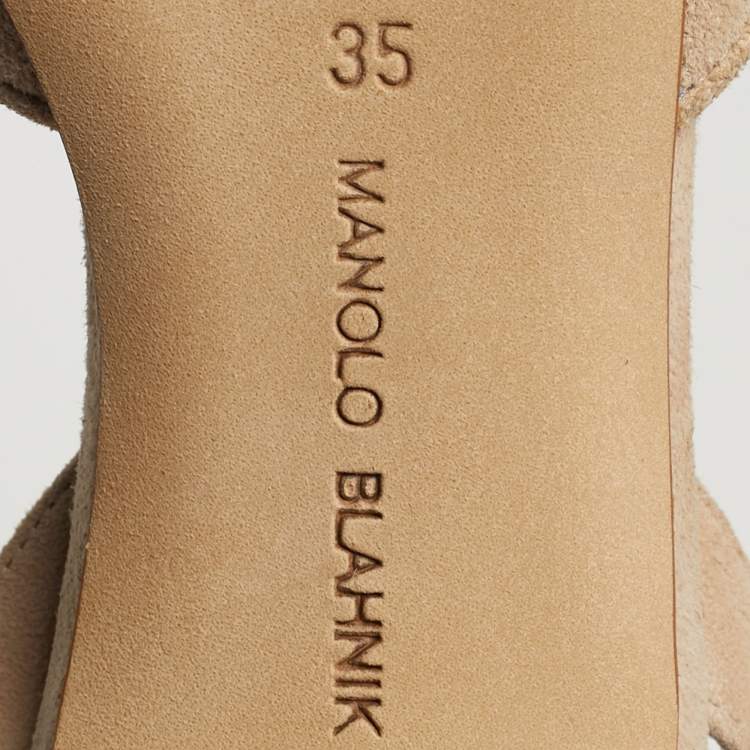 Pre Owned Manolo Blahnik Maysli Size 35 Beige Suede Slingback Pumps