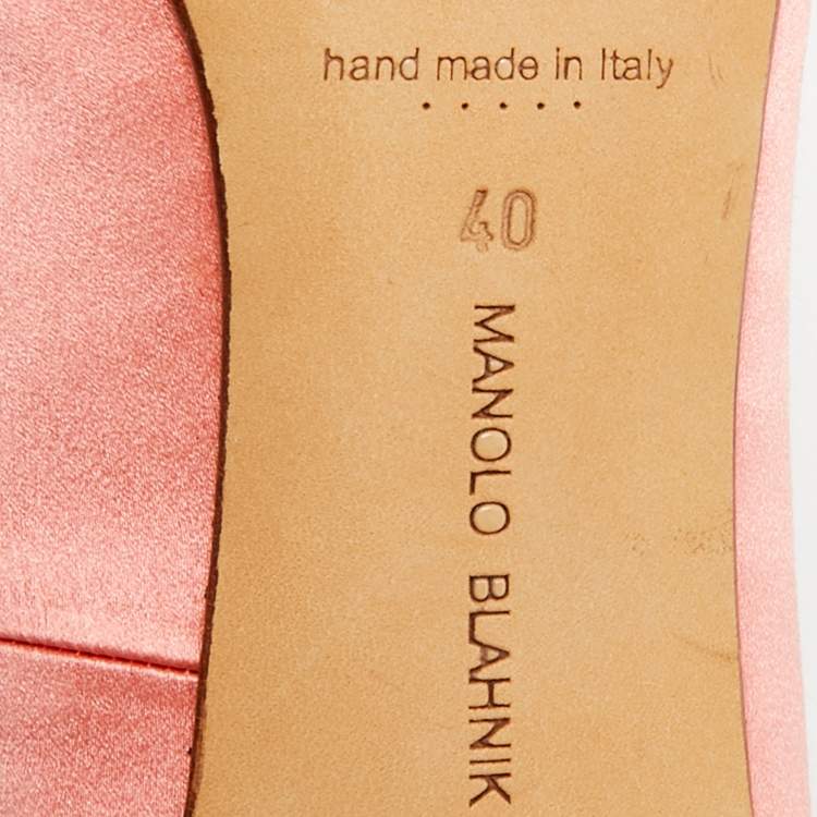 Pre Owned Manolo Blahnik Hangisi Size 40 Pink Satin Pumps